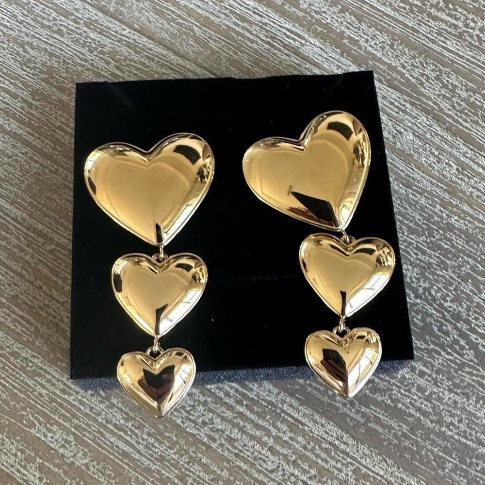 M Jewelers Gold Heart Drop Earrings